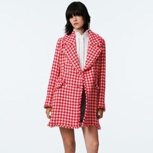 Worn ONCE Zara HOUNDSTOOTH TEXTURED COAT